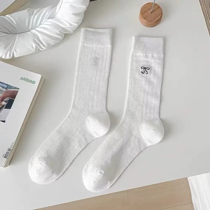 1/5 paires de chaussettes grises à nœud papillon pour femmes