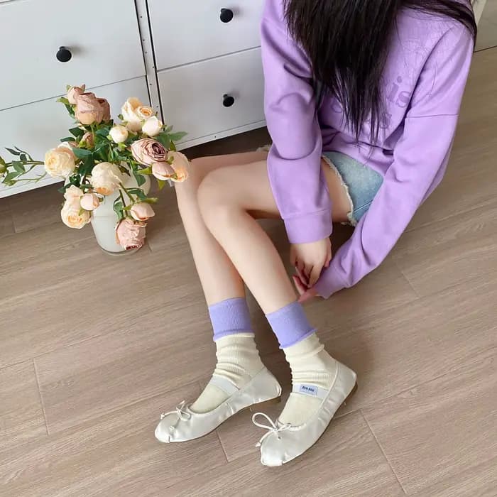 Chaussettes respirantes double illac pour femmes