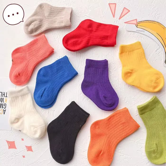 Chaussettes pour enfants coton couleur unie Tube bébé fille garçon