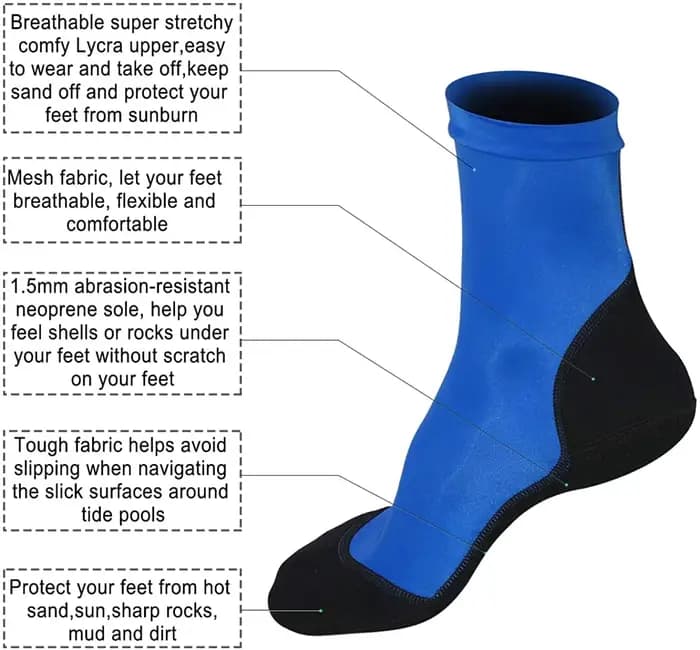 Chaussettes à ailerons en néoprène pour sable
