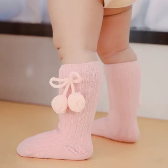 Pompon bébé garçons filles chaussettes pour enfants tricot nouveau-né automne hiver