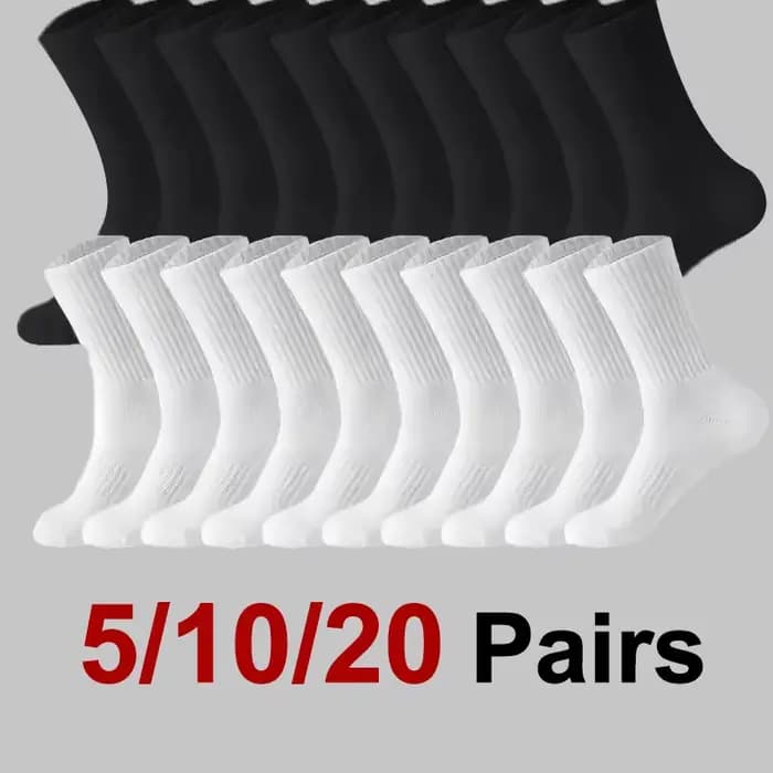 5/10/20 paires de chaussettes de sport à col rond de couleur unie neutre, absorbant la sueur, respirantes, confortables, toutes saisons, printemps et été