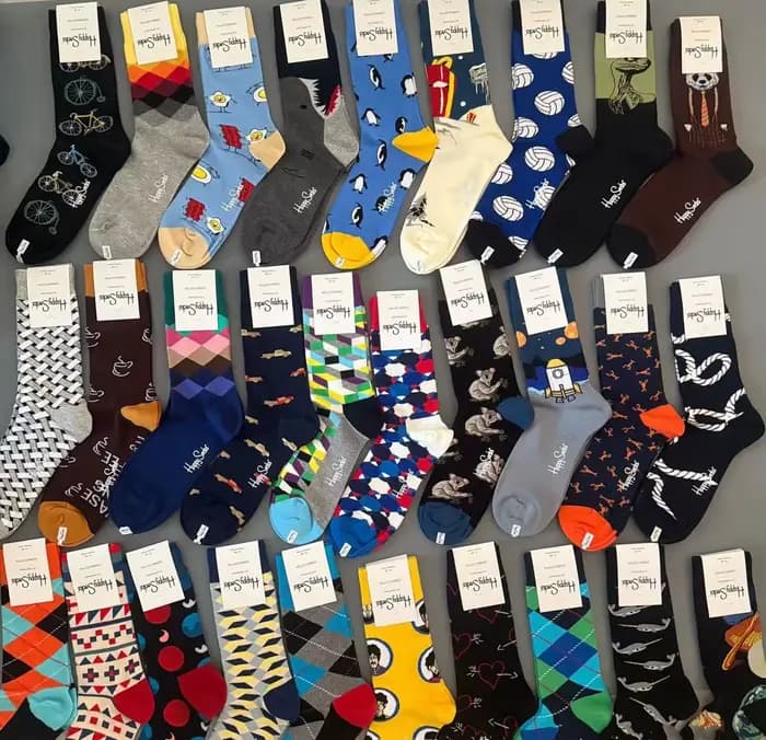 Happy chaussettes mode hommes mi-tube coton