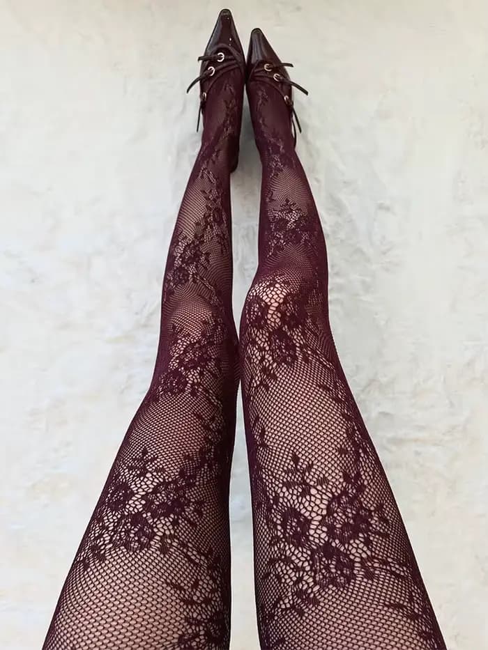 Collants Sexy en dentelle creuse pour femmes