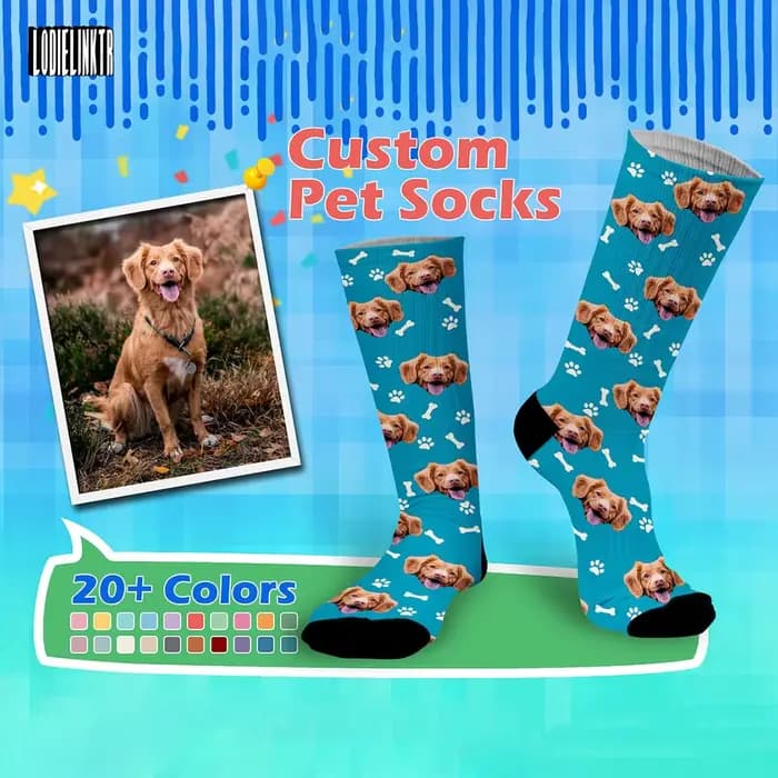 Chaussettes de personnalité personnalisées pour hommes et femmes, impression 3D, drôle, chat, arête de poisson, chiot, Photo personnalisée, texte d'amour, Logo, chaussettes en coton