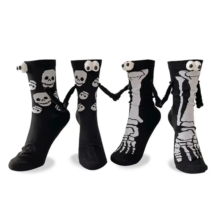 Chaussettes mi-mollet en coton, amusantes, confortables et respirantes, à motif 'Main dans la main', pour Halloween, au design original et tendance