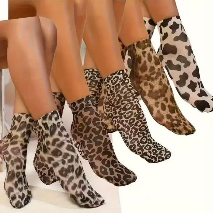 Chaussettes courtes imprimées léopard à grandes fleurs