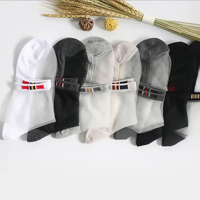 Chaussettes courtes invisibles en coton pour hommes, transparentes, antidérapantes, en soie de verre