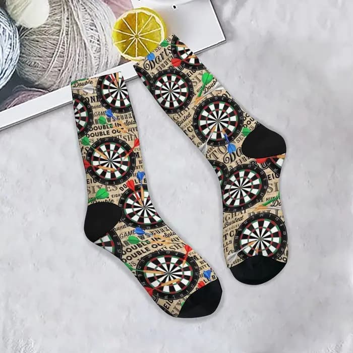 Chaussettes pour hommes style rétro jeu de fléchettes