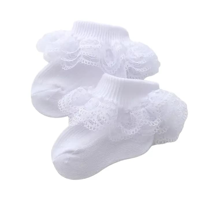 Chaussettes en coton à œillets et dentelle froufrous pour bébés, chaussettes de baptême pour garçons et filles, joli cadeau d'anniversaire pour nourrissons