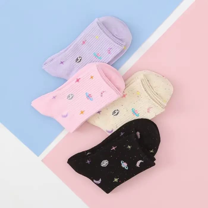 Harajuku lune étoiles chaussettes femmes