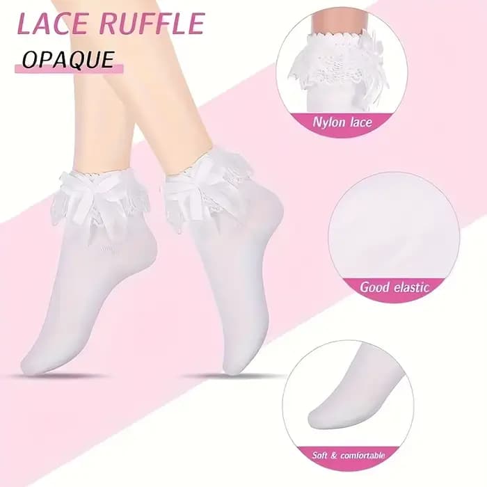 1 paire de chaussettes à volants pour femmes