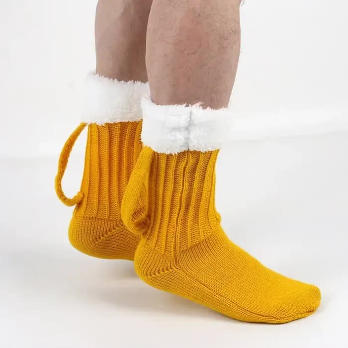 Tasse de bière 3D chaussettes tricotées hommes rembourrés chaud mi-mollet