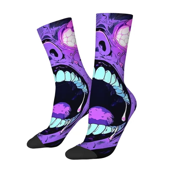 1 paire de chaussettes visage d'horreur pour hommes