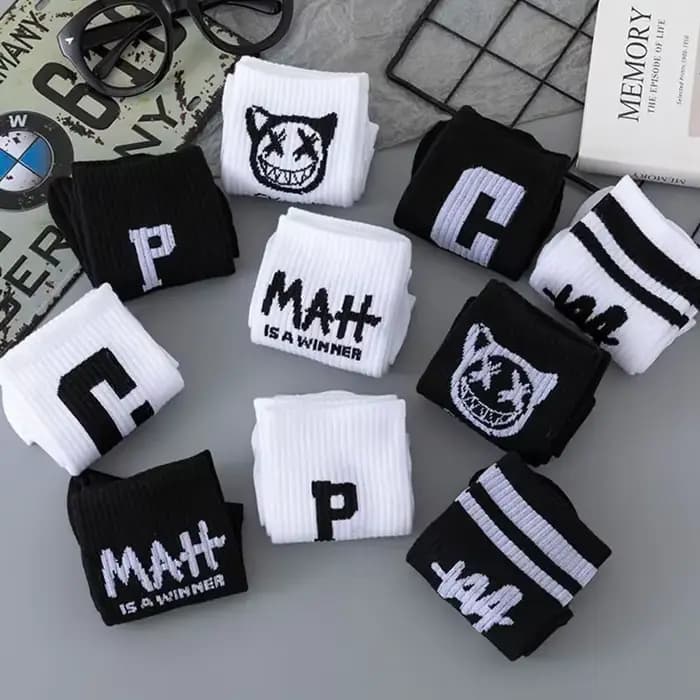 CHRLEISURE chaussettes hommes mode tout-match étudiant mi-tube