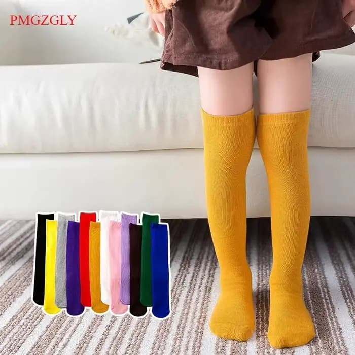 Chaussettes pour filles printemps automne couleur bonbon enfants sur le genou garçon enfants chaussettes hiver Ins à la mode haut Tube chaussettes