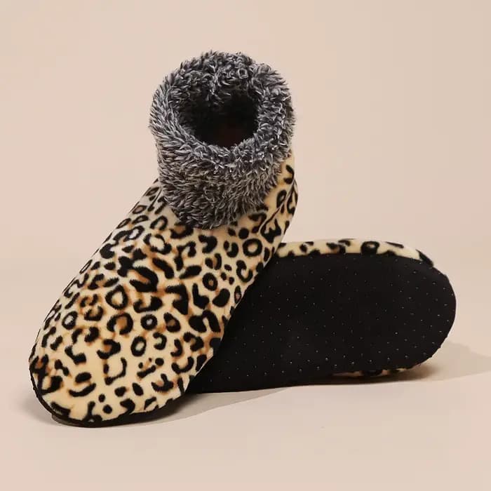 Chaussettes de sol imprimées léopard pour hommes et femmes
