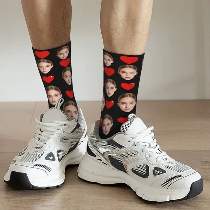 Chaussettes personnalisées avec photo du visage LOVE