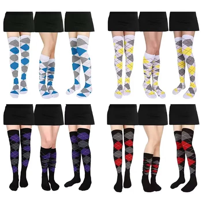Chaussettes à carreaux de diamant pour femmes