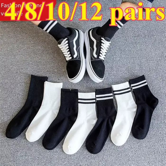 4/8/10/12 paires de nouvelles chaussettes en coton pour hommes nouveaux styles chaussettes noires pour hommes d'affaires doux respirant automne printemps pour étudiant Mle