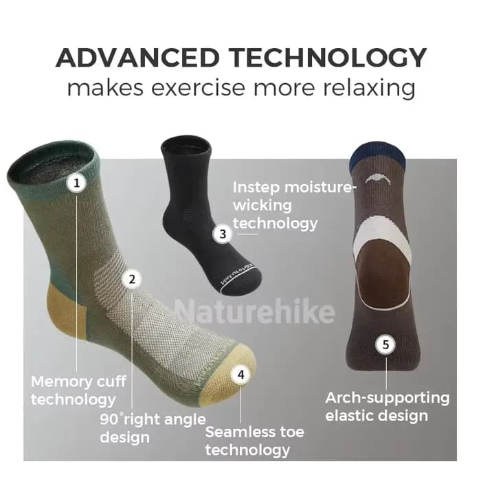 Naturehike – chaussettes de sport pour hommes et femmes, chaussettes souples à séchage rapide, résistantes à l'usure, haute élasticité, pour course à pied, randonnée, respirantes