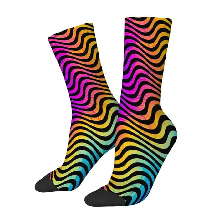 Chaussettes pour hommes à motif ondulé rétro psychédélique