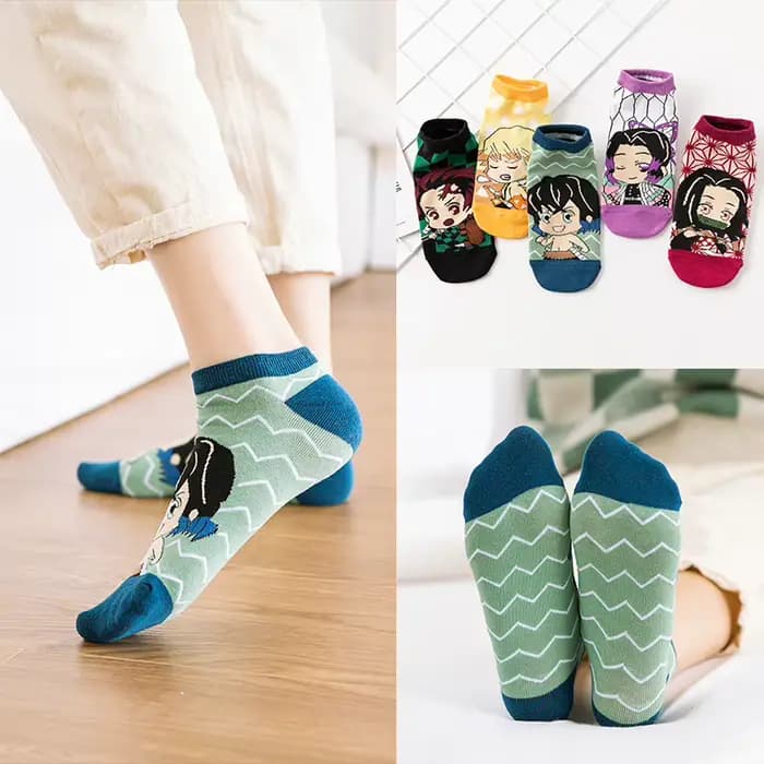 Chaussettes courtes Demon Slayer Kimetsu No Yaiba, accessoires de Cosplay Anime, dessins animés Kamado Tanjirou Kamado Nezuko, chaussettes en coton Hall