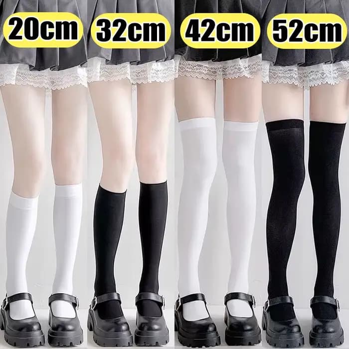 JK femmes noir blanc genou haute Lolita chaussettes dame filles