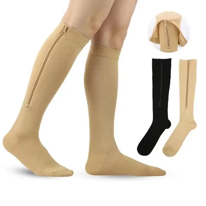 1 paire de chaussettes de Compression à fermeture éclair pour femmes et hommes, soulagement de la douleur, bas extensibles, chaussettes de sport à Compression, Support de Yoga
