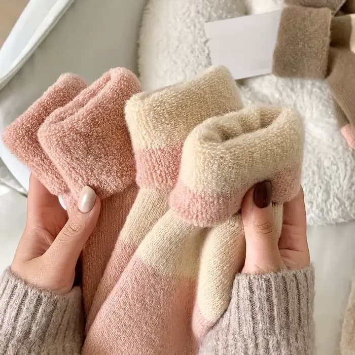 6 pièces (3 paires de couleurs mélangées) chaussettes épaisses