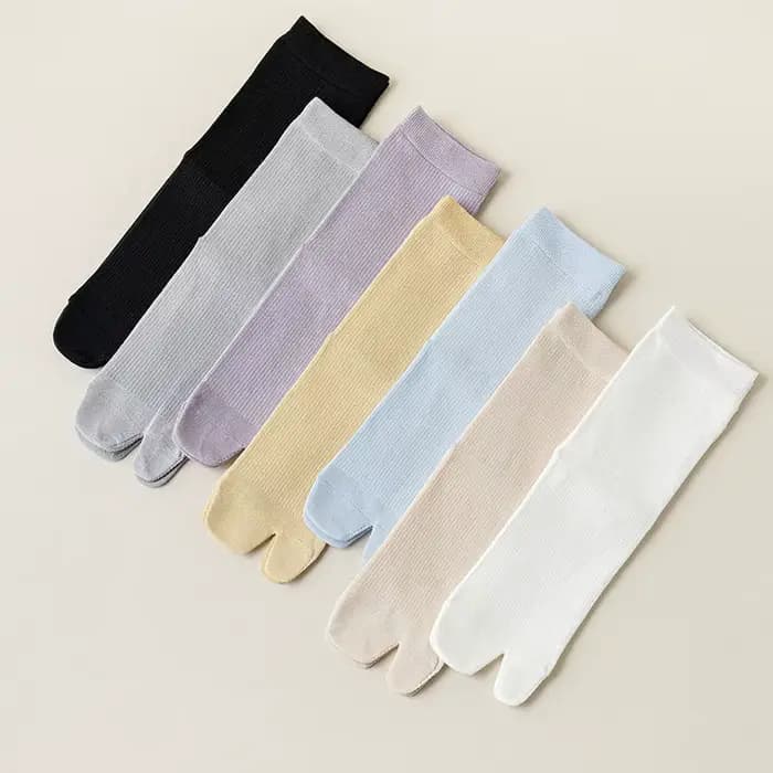 Mode Style japonais Tabi orteil chaussettes pour hommes femmes été fibre deux doigts