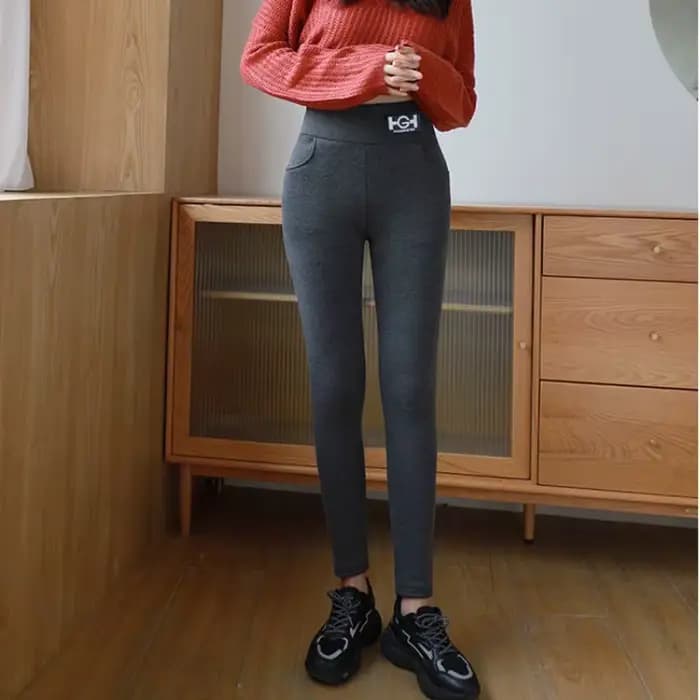 ​ ​ Leggings thermiques doublés en polaire pour femmes, collants chauds d'hiver, ceinture antidérapante, Streetwear d'extérieur, pantalons de Yoga, peluche haute densité ​ ​