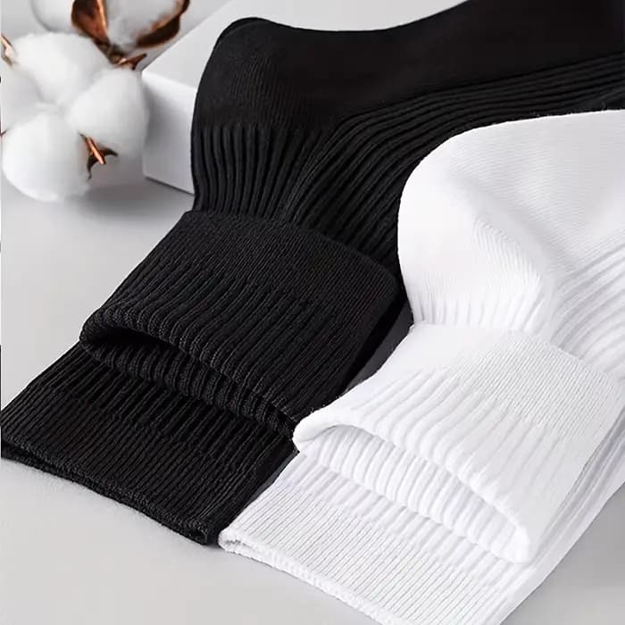 6 paires de chaussettes mi-mollet à motif vertical de couleur pure pour hommes, chaussettes noires polyvalentes pour les affaires toutes saisons, respirantes