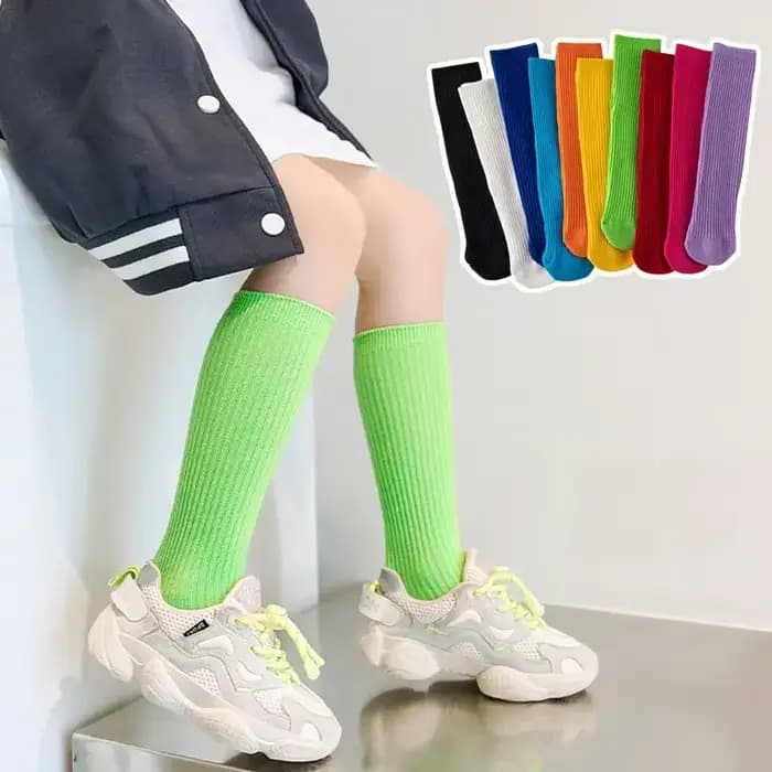 Chaussettes longues en tricot de couleur unie pour garçons et filles