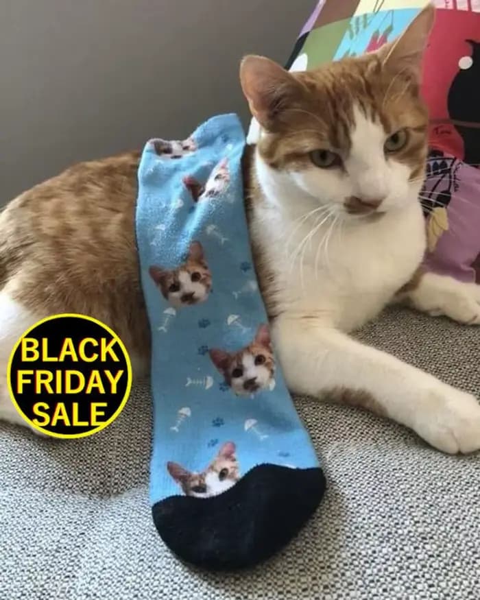 Chaussettes de personnalité personnalisées pour hommes et femmes, impression 3D, drôle, chat, arête de poisson, chiot, Photo personnalisée, texte d'amour, Logo, chaussettes en coton