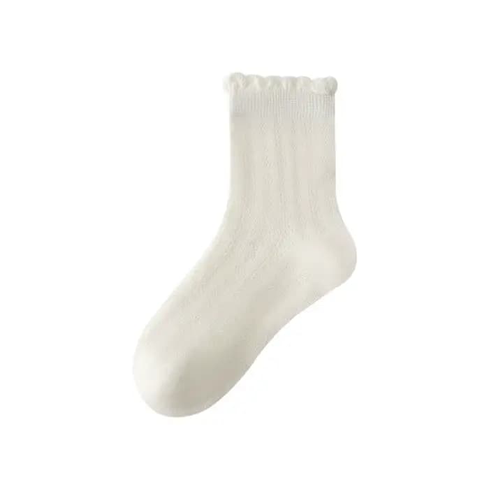 5 paires de chaussettes blanches pour filles, chaussettes fines de printemps et d'été, chaussettes respirantes en maille pour enfants, chaussettes en dentelle pour bébés filles