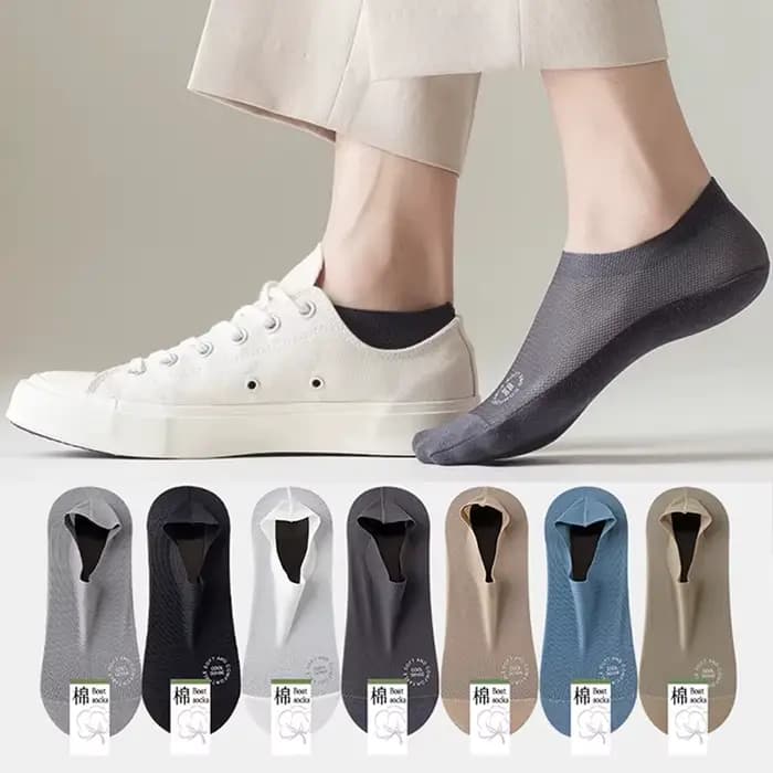 Chaussettes bateau ultra-fines invisibles pour hommes avec silicone antidérapant