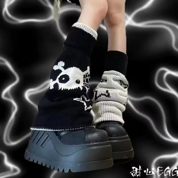 Punk femmes jambe chaussettes gothique crâne étoile Halloween accessoires jambières