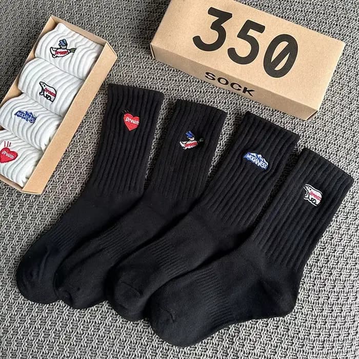 4 paires/boîte chaussettes femme boîte-cadeau printemps été mode broderie livraison gratuite articles cadeaux drôles