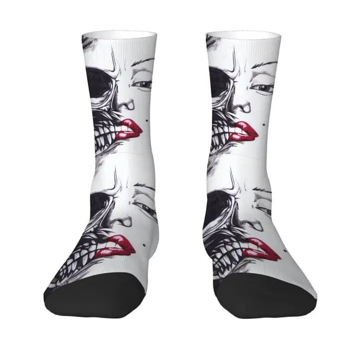 Chaussettes pour hommes style gothique avec motifs de crânes et patchwork, chaussettes tendance et rébellions, style streetwear, confortables et douces pour la peau, cadeau