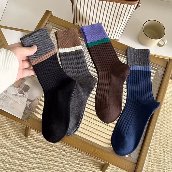 Chaussettes rétro pour femmes, nouvelles couleurs mélangées, décontractées, à la mode, en coton respirant, Style coréen quotidien, amples, confortables