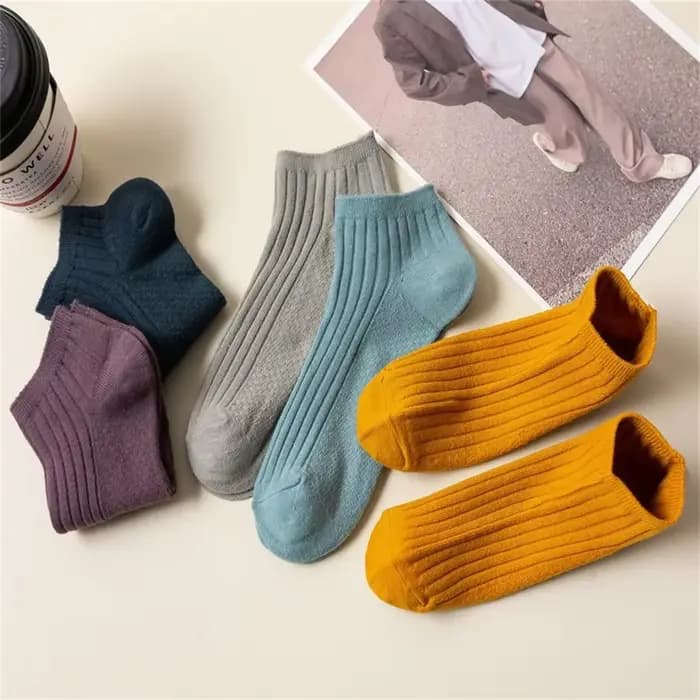 5 paires de chaussettes en coton côtelé pour hommes et femmes