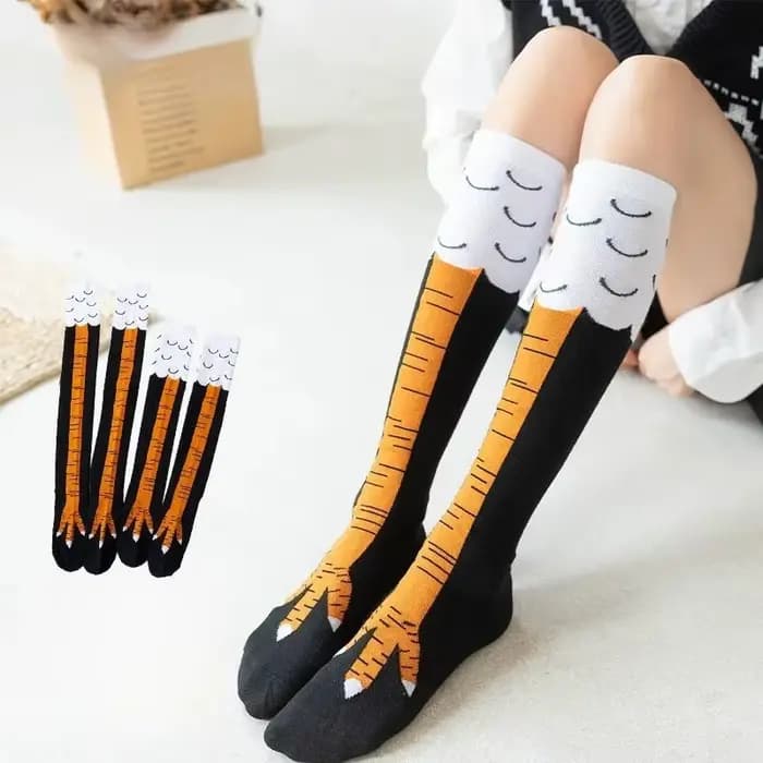 Hommes femmes drôle 3D poulet chaussettes imprimer dessin animé Cosplay haute flexibilité cuisse