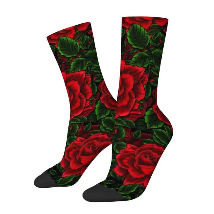 Chaussettes rétro romantiques à motif de roses pour hommes
