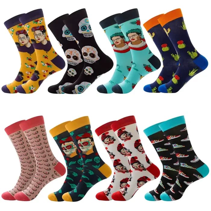 Chaussettes en coton unisexes Happy Cartoon