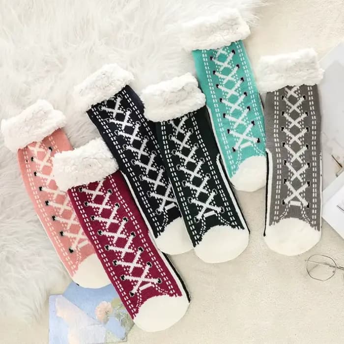 Chaussette thermique en peluche pour femme, chaussette moelleuse floue, chaussette de sol pour femme, cadeau de Noël, chaud, non ald, sommeil à la maison, doux, flamant rose, hiver