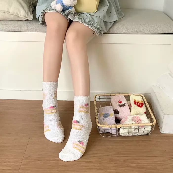 Chaussettes pour femmes épaissies chaudes Kawaii mignon Verstaile doux haute qualité corail polaire