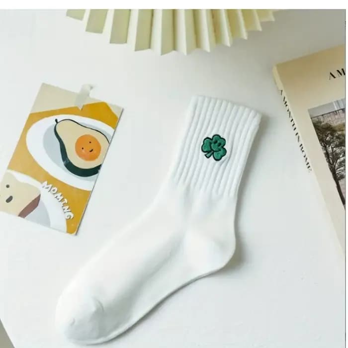 1/2 paires de chaussettes brodées en pur coton pour hommes et femmes