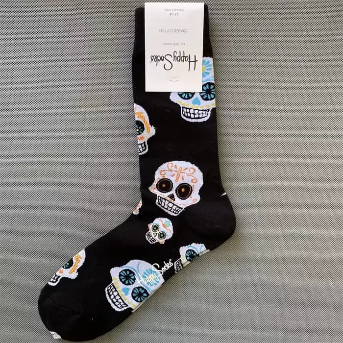 HAPPY SOCKS pour hommes à motifs de diamants Chaussettes mi-mollet évacuant l'humidité en pur coton toutes saisons TAILLE 41-46