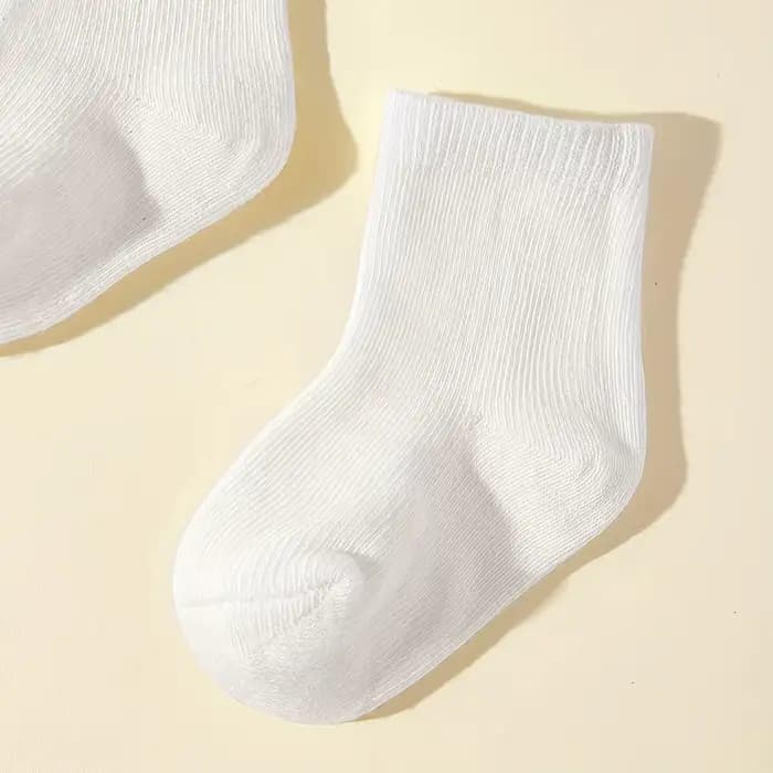 Chaussettes Blanches en Coton pour Bébé Fille et Garçon de 0 à 2 Ans, à la Mode, 5 Paires/Ensemble, 2025